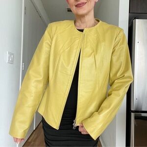 y2k vintage oversize, yellow leather jacket, fully lined amazing condition